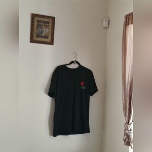 Shein Shirt Men XL Black Red Rose Academia Casual Party Versatile Club Resort